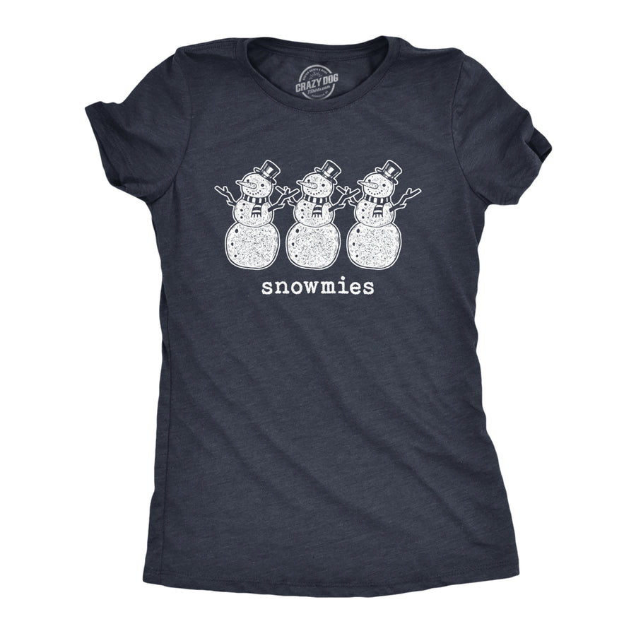 Womens Snowmies Tshirt Funny Snowmen Homies Friends Winter Season Graphic Tee Image 1
