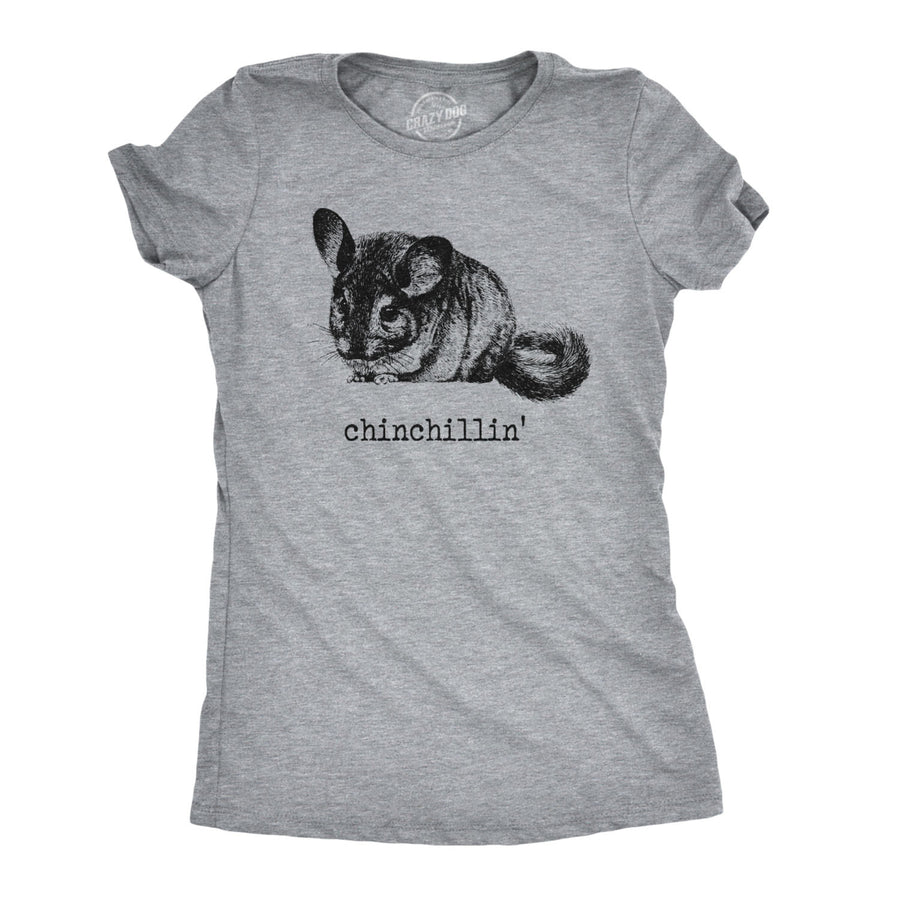 Womens Chinchillin T shirt Funny Chinchilla Animal Lover Graphic Vintage Cool Image 1