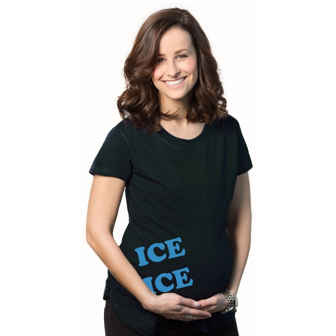 Maternity Ice Ice Pregnant Tee Novelty Baby Bump Pregnancy Announcement T shirt Image 1