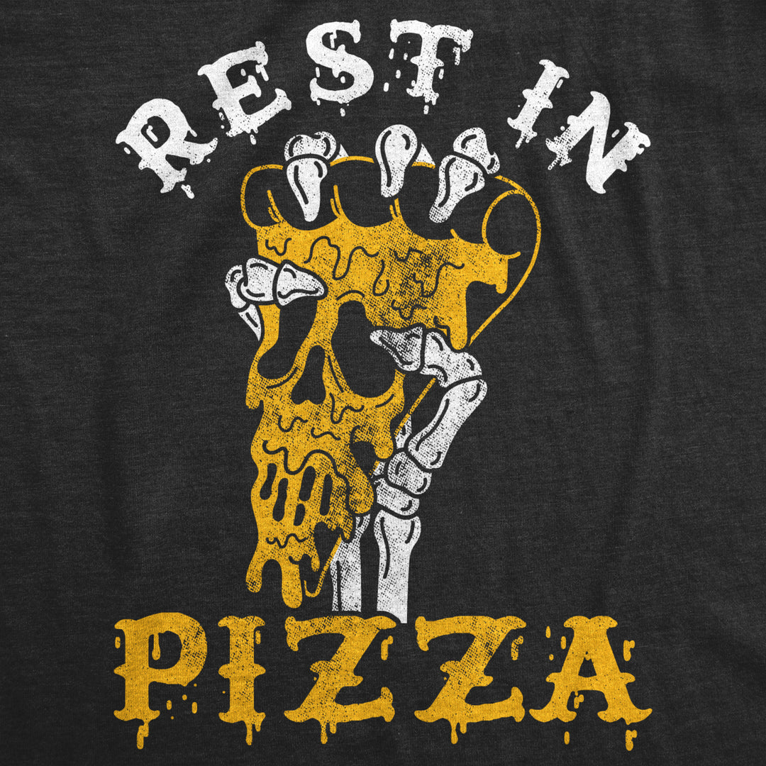 Mens Rest In Pizza Tshirt Funny Skeleton Halloween Tee Image 2