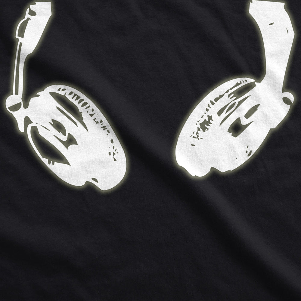 Mens Glow In the Dark Headphones T shirt Cool Music Lover DJ Funny Graphic Tee Image 2
