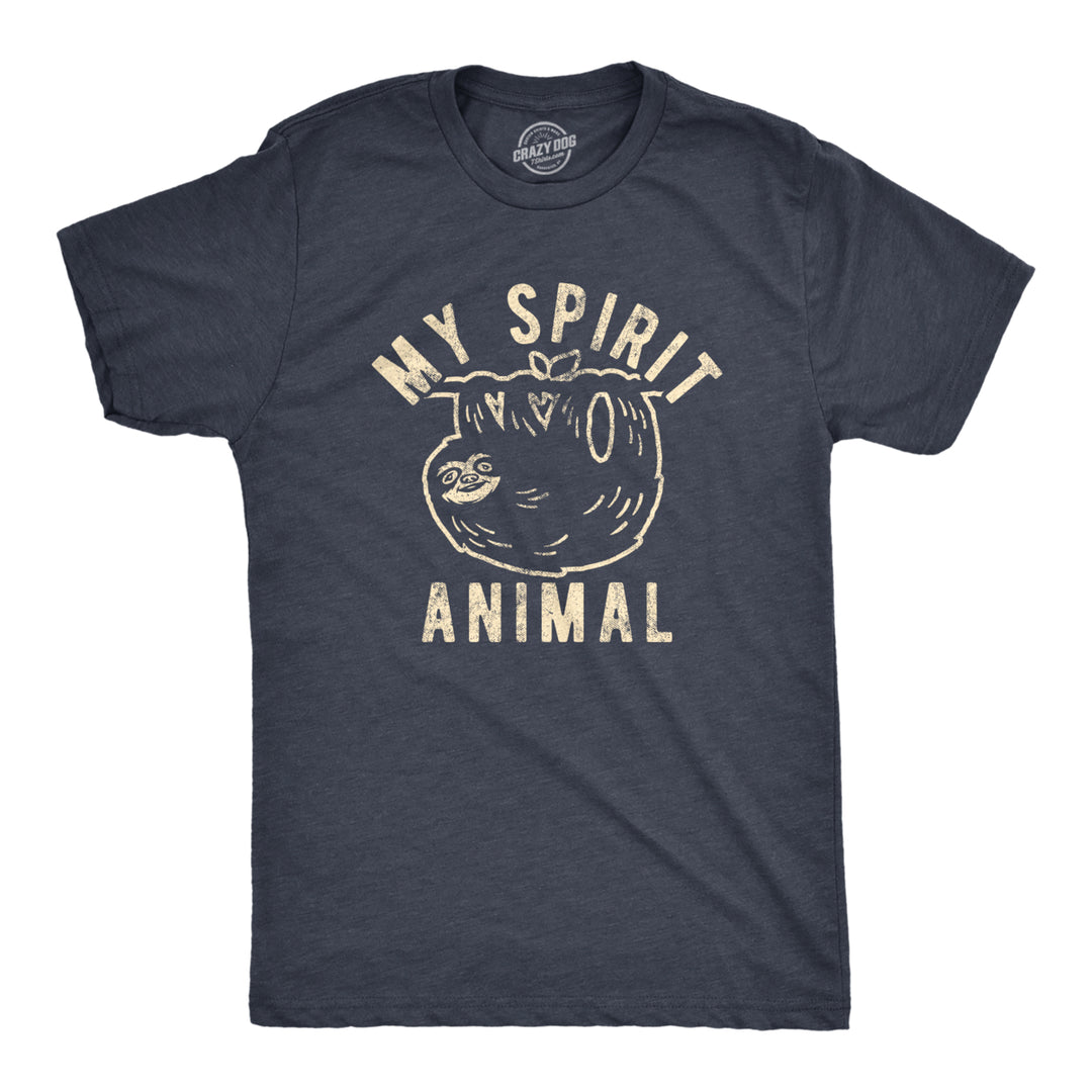 Mens My Spirit Animal: Sloth Tshirt Funny Lazy Slow Sarcastic Graphic Novelty Tee Image 1