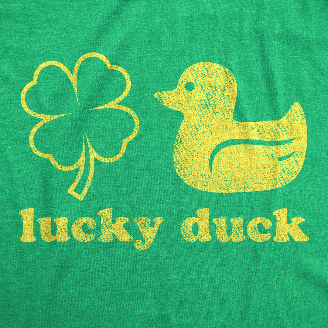 Womens Lucky Duck Tshirt Funny Shamrock St Patricks Day Graphic Tee Image 2