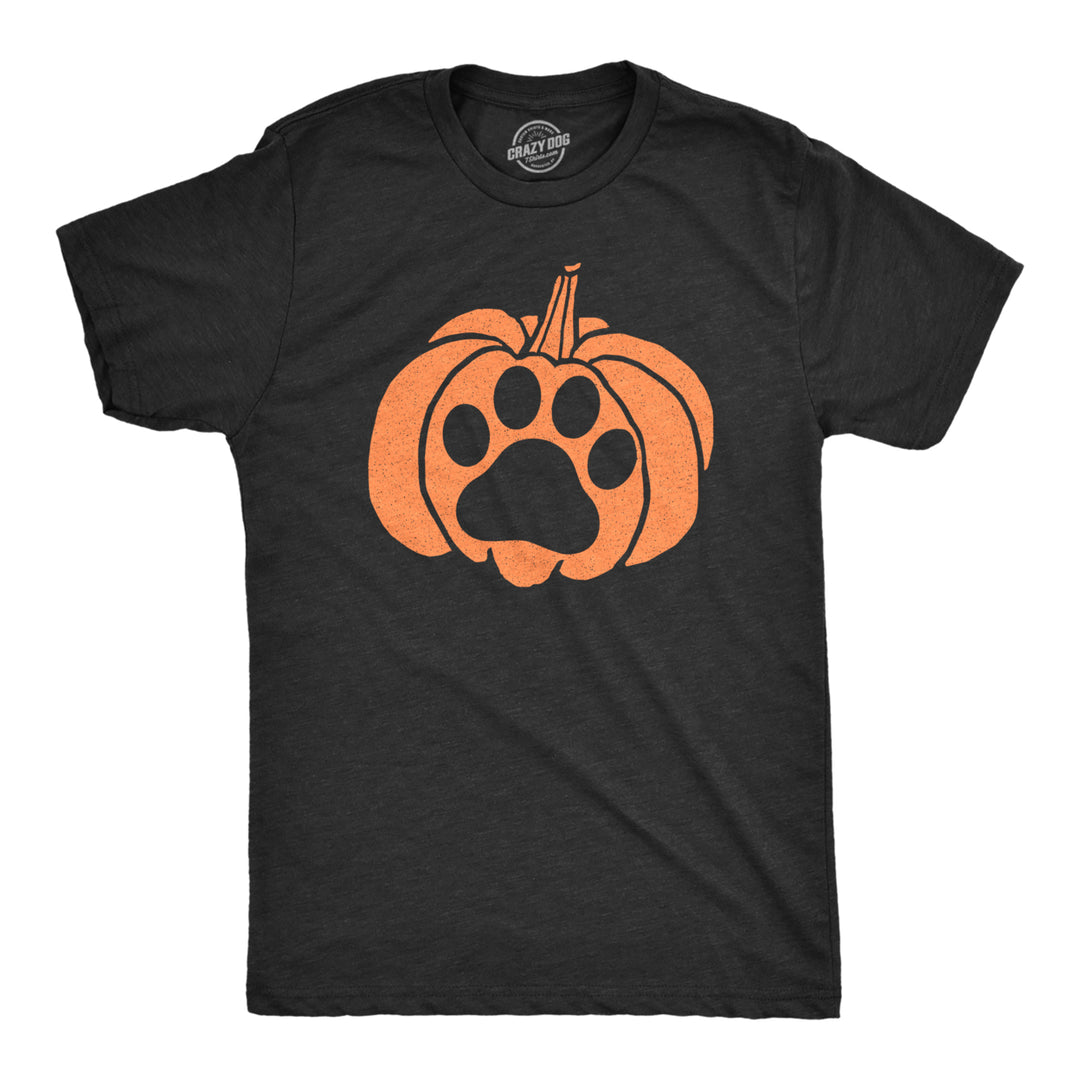Mens Pumpkin Paw Tshirt Funny Halloween Jack-O-Lantern Pet Puppy Animal Lover Novelty Tee Image 1