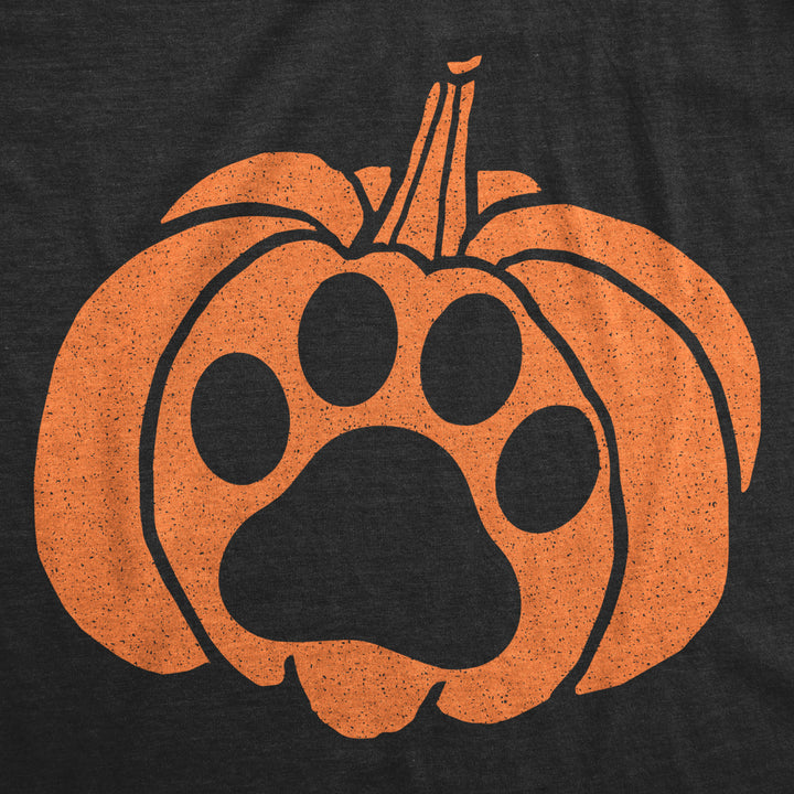 Mens Pumpkin Paw Tshirt Funny Halloween Jack-O-Lantern Pet Puppy Animal Lover Novelty Tee Image 2