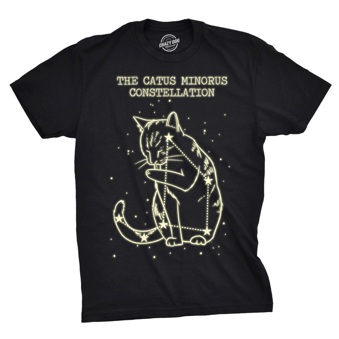 The Catus Minorus Constellation Glow In The Dark T Shirt Funny Cats Tee Image 1