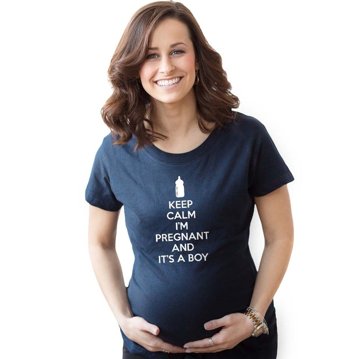 Maternity Keep Calm Im Pregnant and Its a Boy Shirt Funny Pregnancy Announcement Image 4