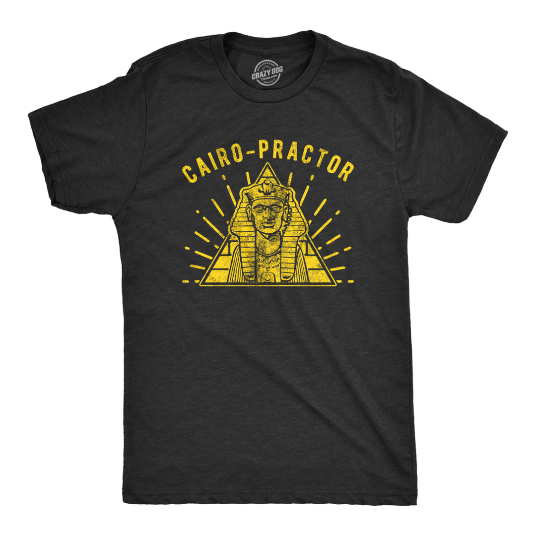 Mens Cairo-Practor Tshirt Funny Sphinx Ancient Egypt Chiropractor Graphic Tee Image 1