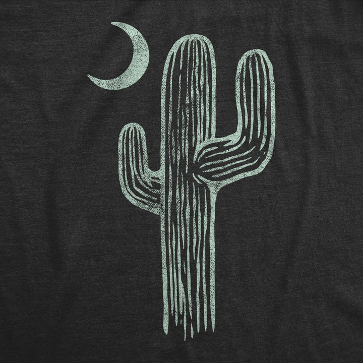 Mens Cactus Moon Tshirt Cute Desert Night Graphic Novelty Tee Image 2