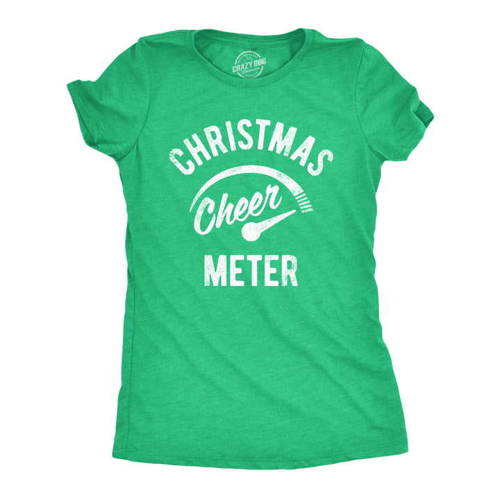 Womens Christmas Cheer Meter Tshirt Funny Holiday Xmas Party Graphic Tee Image 1