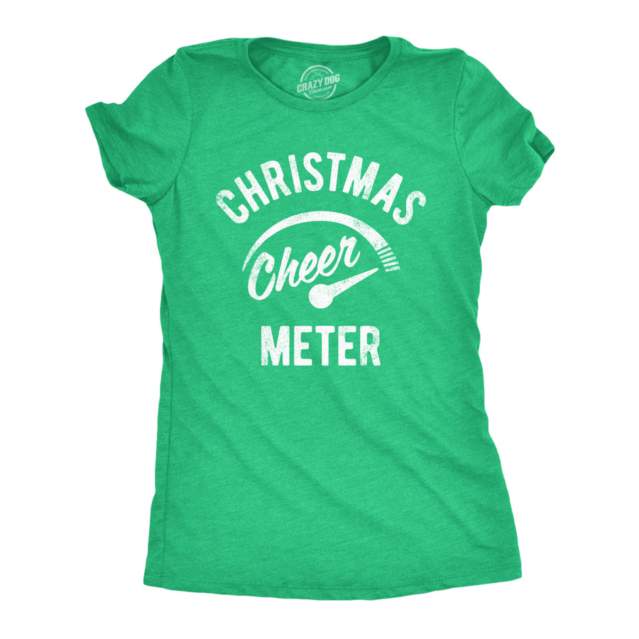 Womens Christmas Cheer Meter Tshirt Funny Holiday Xmas Party Graphic Tee Image 1