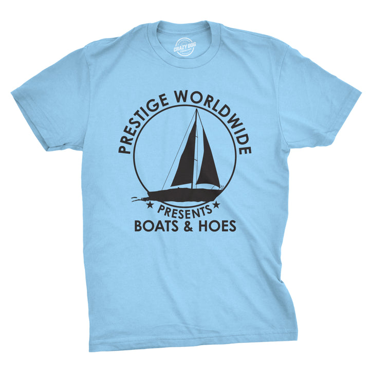 Mens Prestige Worldwide T shirt Funny Cool Boats And Hoes Graphic Humor Tee Image 1