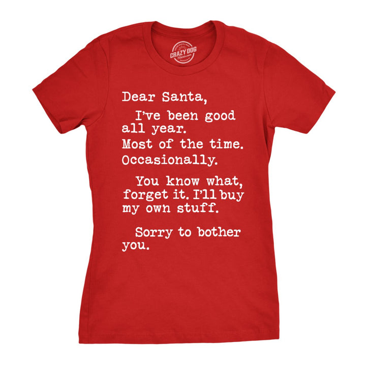 Womens Dear Santa Ill Buy My Own Stuff Tshirt Funny Christmas Present Tee For Ladies Image 1