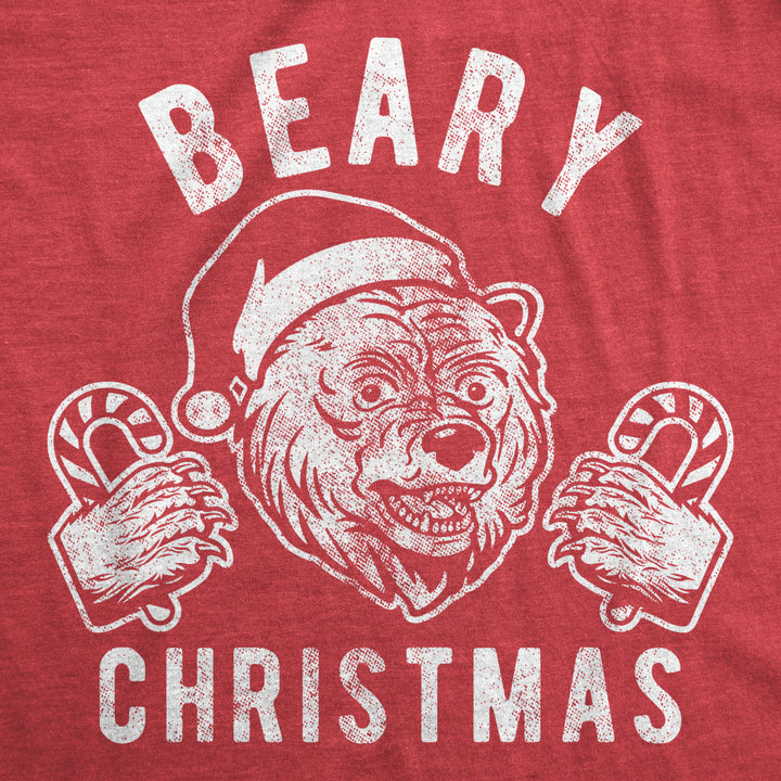 Mens Beary Christmas Tshirt Funny Holiday Party Bear Novelty Graphic Tee Image 2