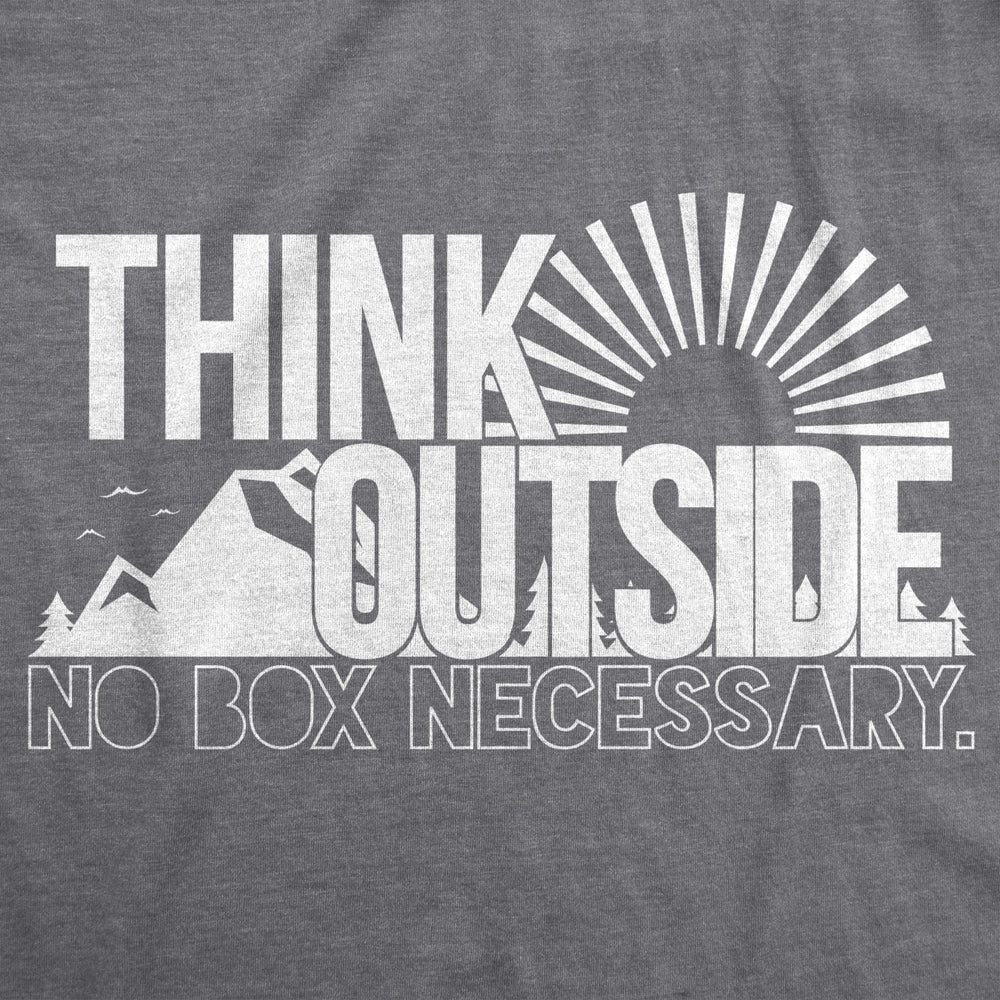 Mens Think Outside Funny No Box Necessary Hiking Camping Vintage Graphic T shirt Image 2