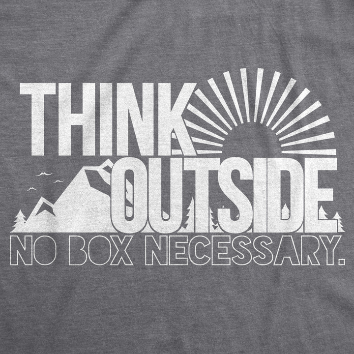 Mens Think Outside Funny No Box Necessary Hiking Camping Vintage Graphic T shirt Image 2