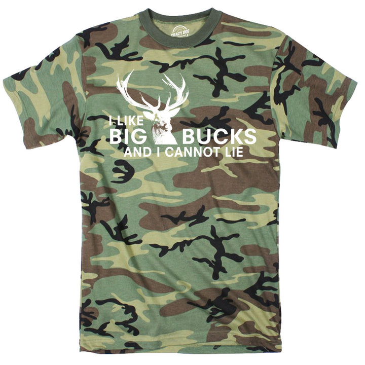 I Like Big Bucks And I Cannot Lie Youth Camo Tshirt Funny Hunting Tee Image 1