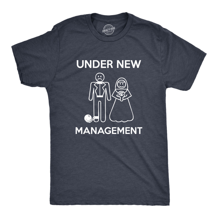 Mens Under Management Funny Wedding Bachelor Party Novelty Tee For Guys Image 1