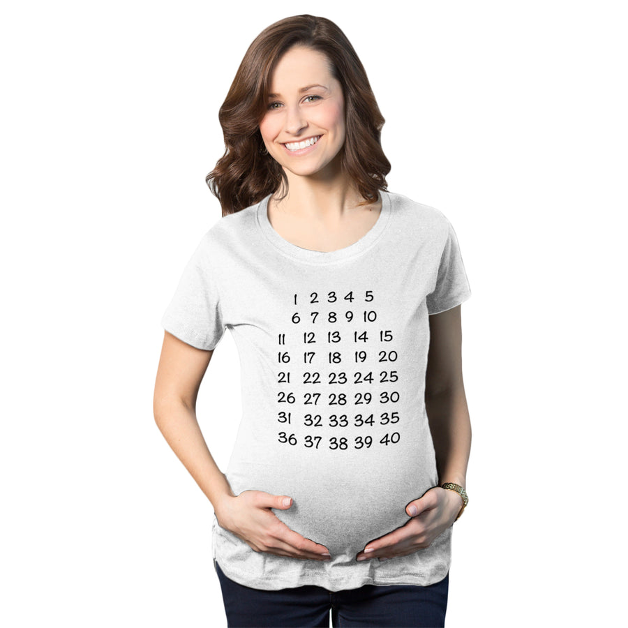 Maternity Calendar Countdown Pregnancy Tee Mark Off Baby Announcement Tshirt Image 1