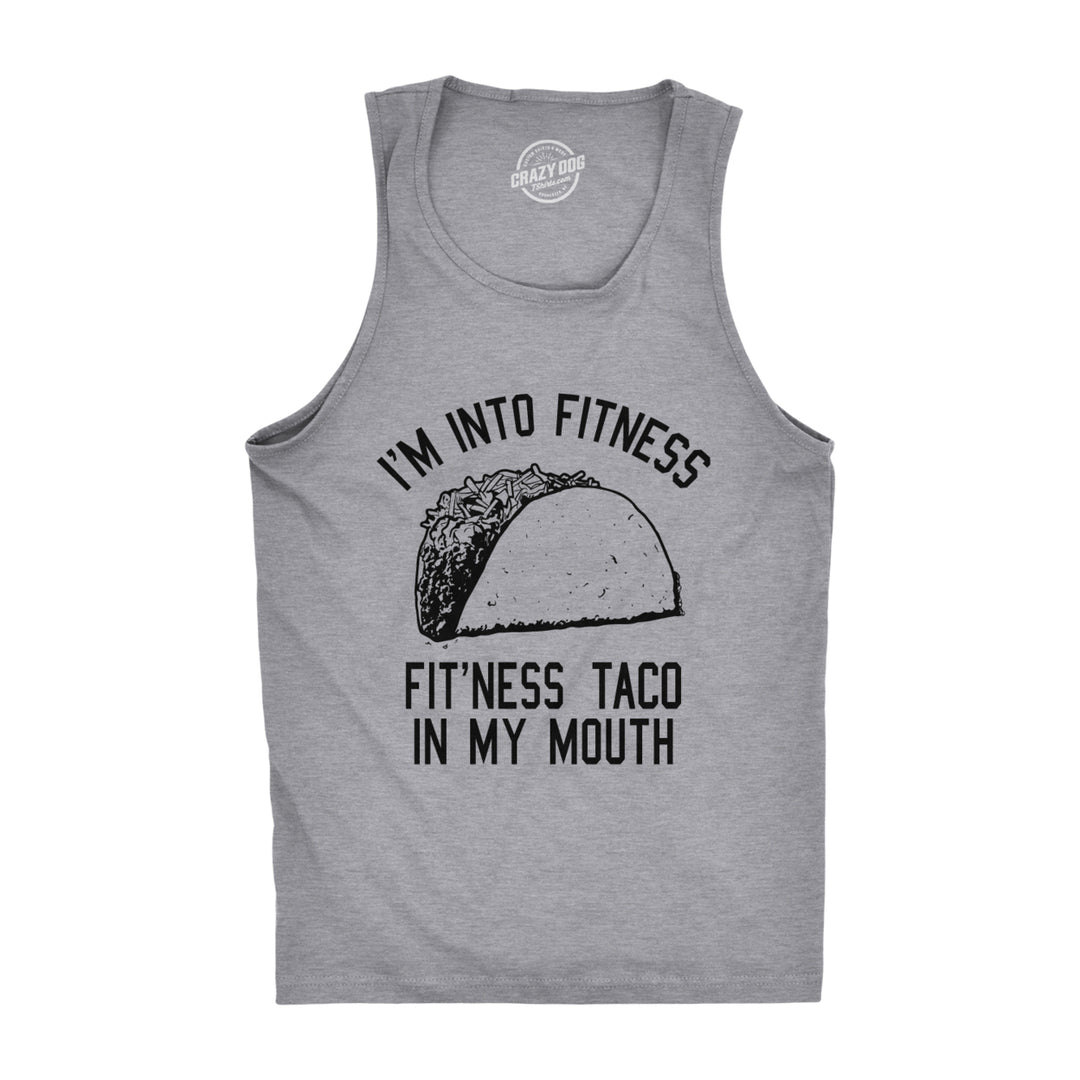 Mens Fitness Taco In My Mouth Tanktop Funny Shirt Image 1