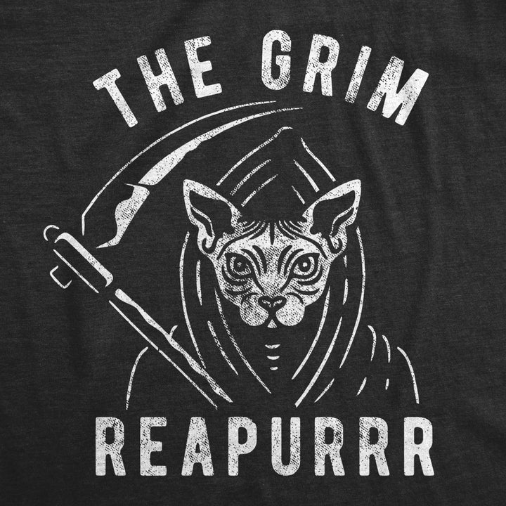 Mens The Grim Reapurrr Tshiry Funny Halloween Cat Funny Kitty Lover Grim Reaper Tee Image 2