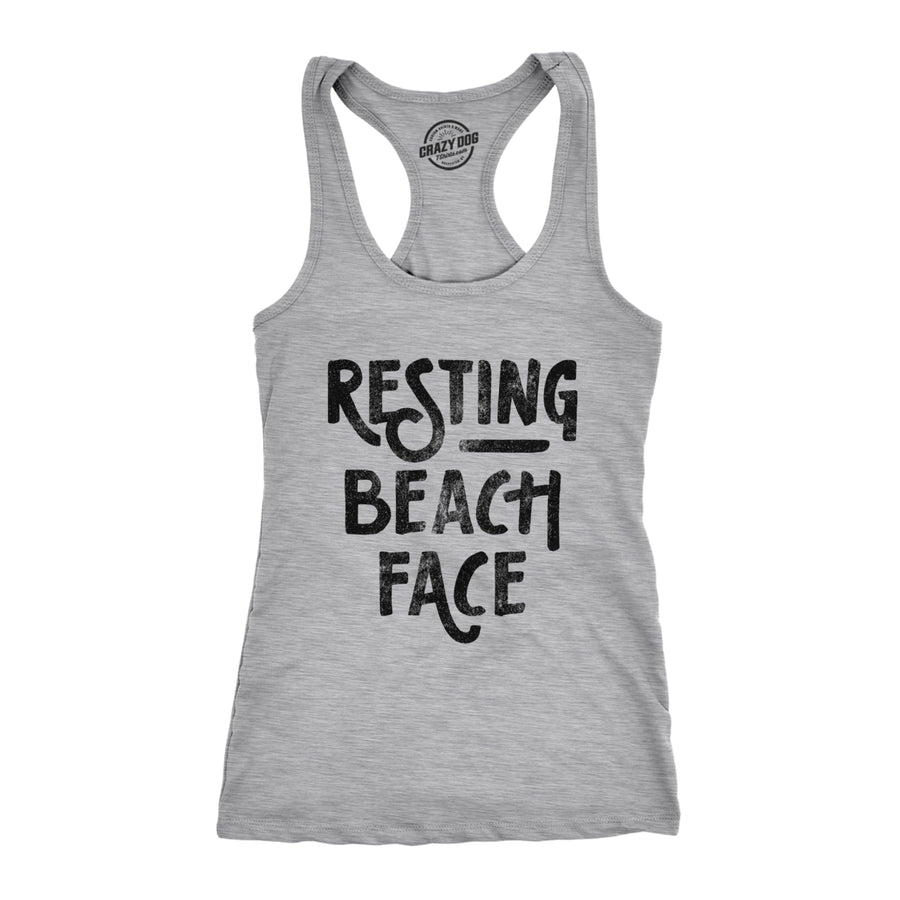 Womens Fitness Tank Resting Beach Face Tanktop Funny Spring Break Vacation Ocean Graphic Shirt Image 1