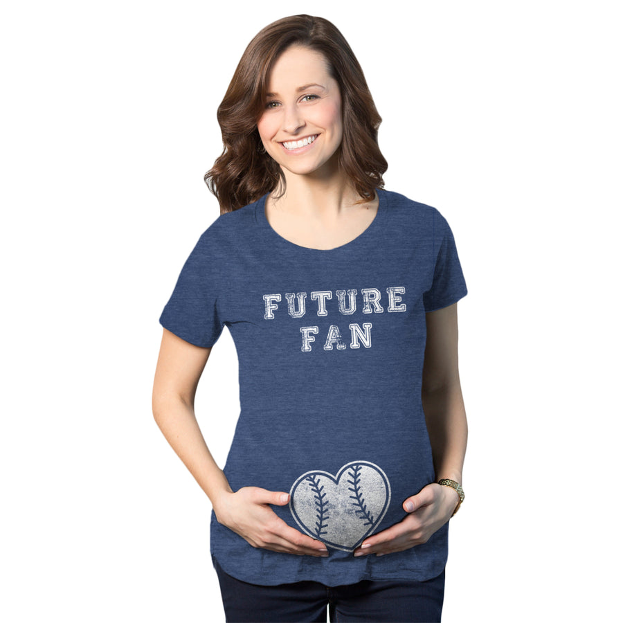 Maternity Future Fan Baseball Heart Pregnancy Tshirt Cute Sports Tee Image 1