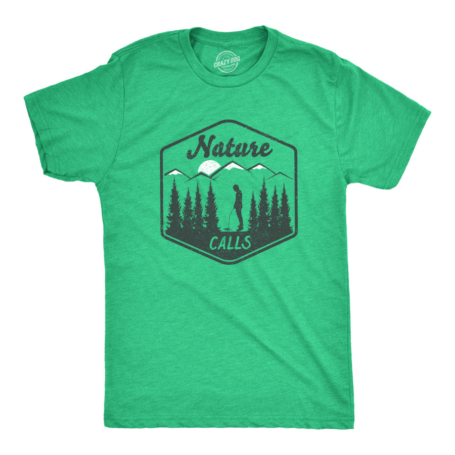 Mens Nature Calls Tshirt Funny Camping Tee Image 1