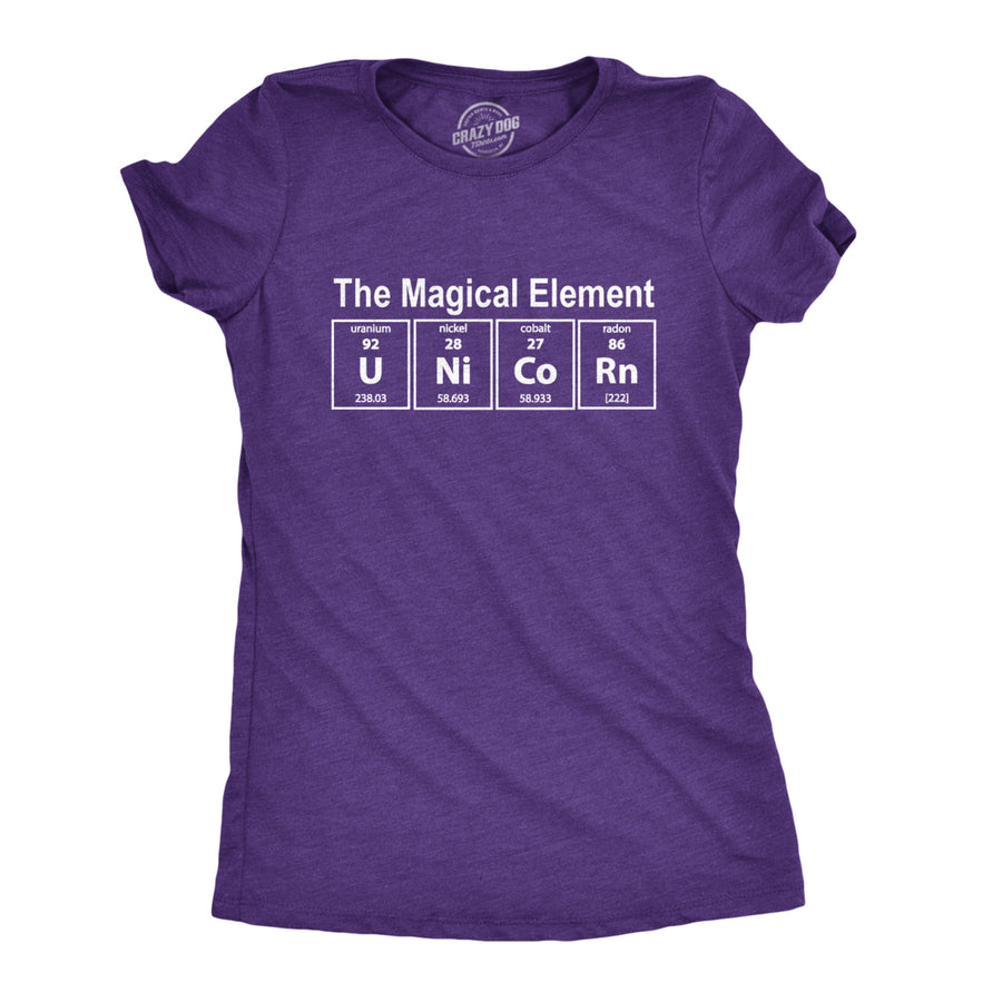 Womens Unicorn The Magical Element Tshirt Funny Science Tee Image 1