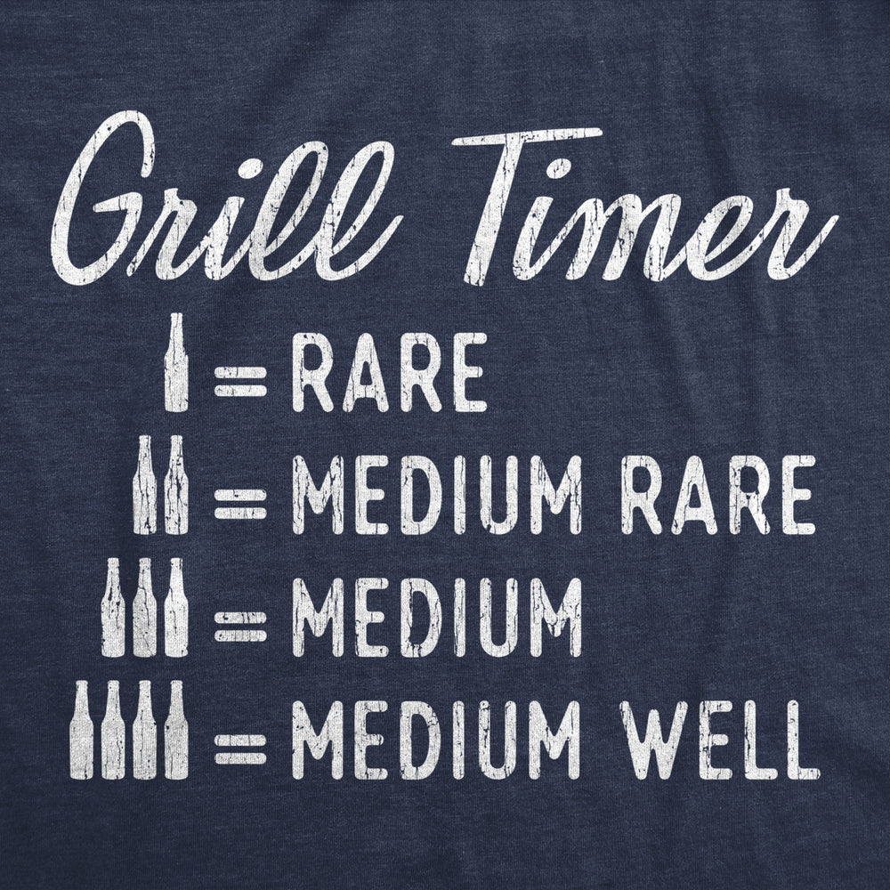 Mens Beer Grill Timer T shirt Funny Backyard BBQ Summer Graphic Novelty Tee Image 2