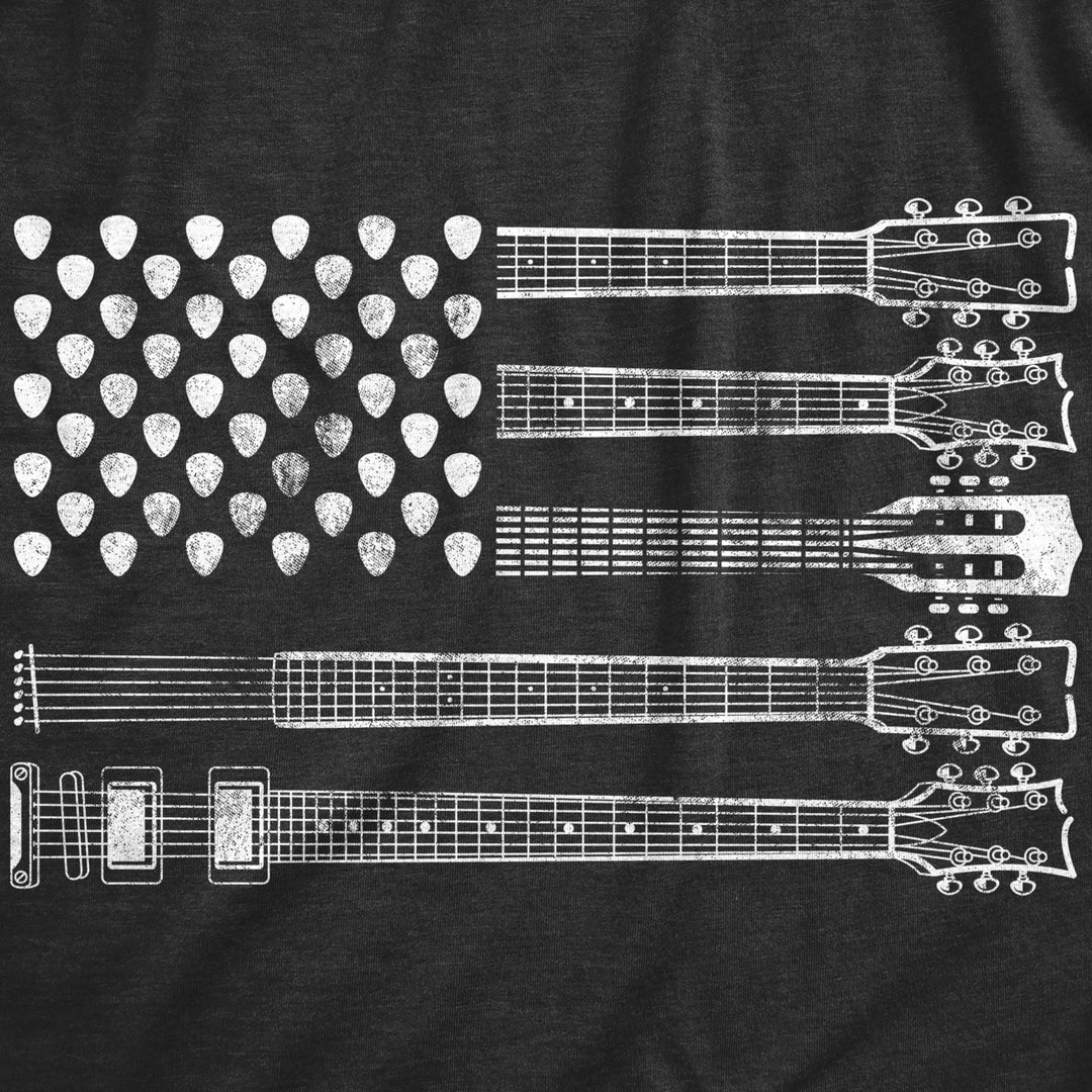 Mens Guitar Flag Tshirt Cool Rock And Roll 4th of July Musician Flag Graphic Novelty Tee Image 2