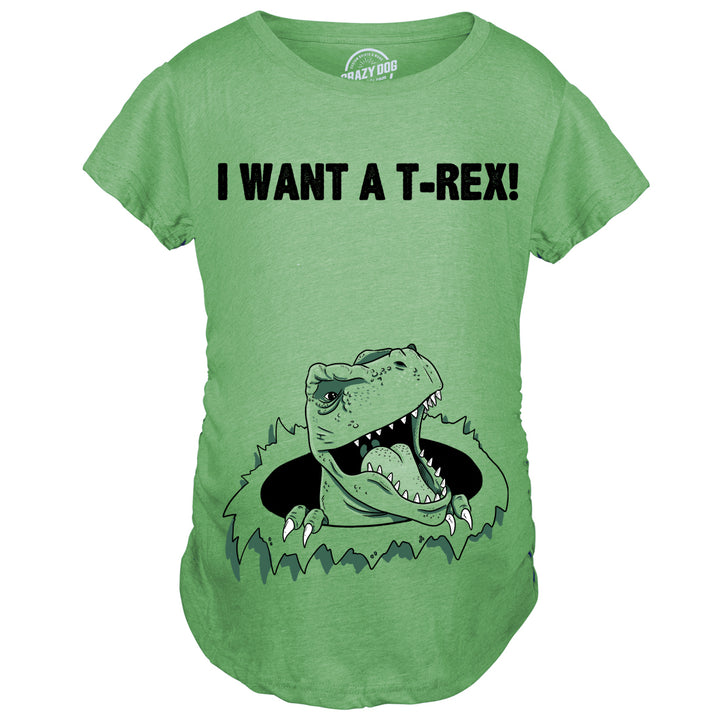 Maternity I Want A T-Rex Funny T Shirt Im Pregnant Dinosaur Pregnancy Tee Image 2