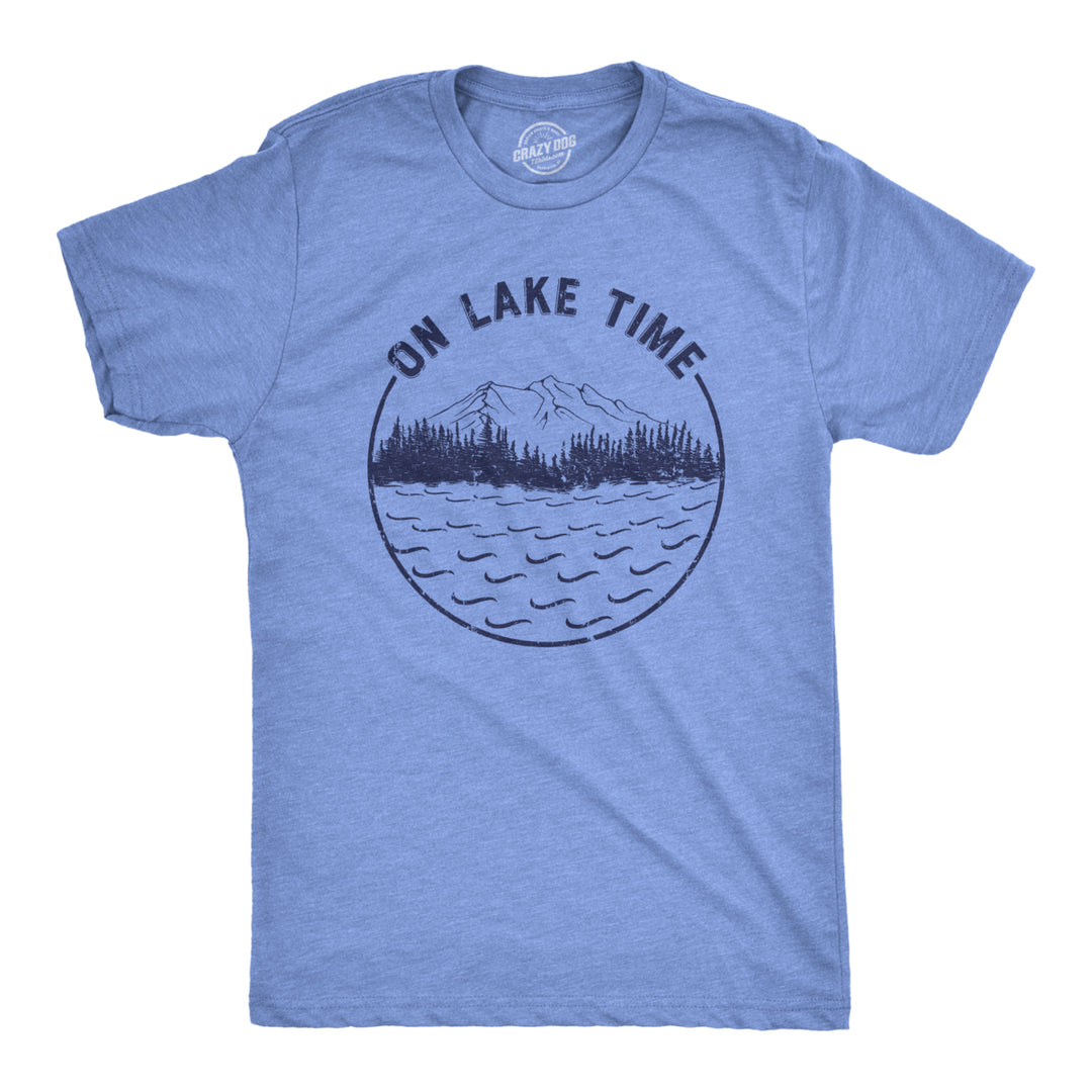 Mens On Lake Time Tshirt Cool Outdoor Camping Tee For Guys Image 1