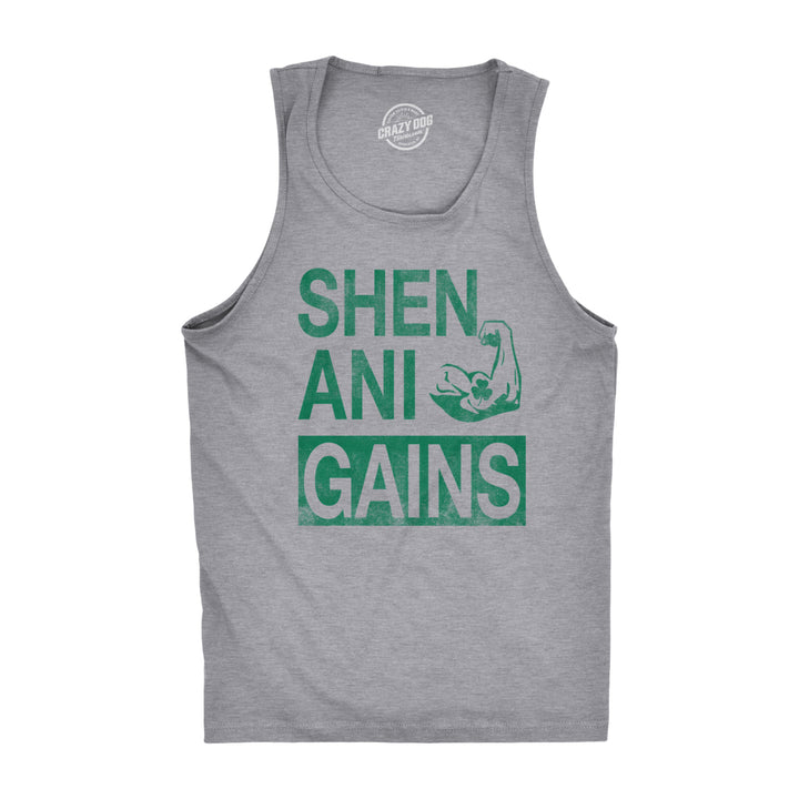 Mens ShenaniGains Funny Workout Saint Patricks Day T Shirt St Patty Shamrock Image 1