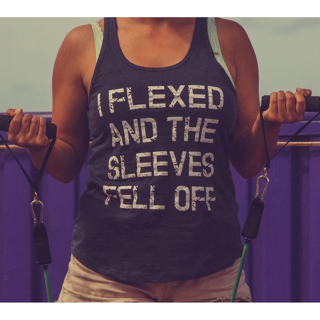 Mens I Flexed and the Sleeves Fell Off Tank Top Funny Sleeveless Gym Workout Shirt Image 6