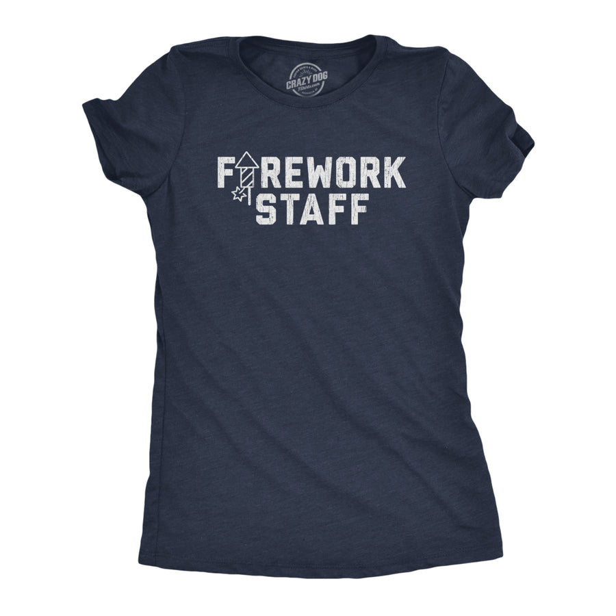 Womens Firework Staff Tshirt Funny 4th Of July Independence Day Graphic Tee Image 1