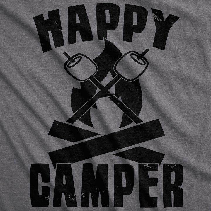 Mens Happy Camper Shirt Funny Camping Cool Hiking Graphic Vintage Tee 80s Saying Image 2