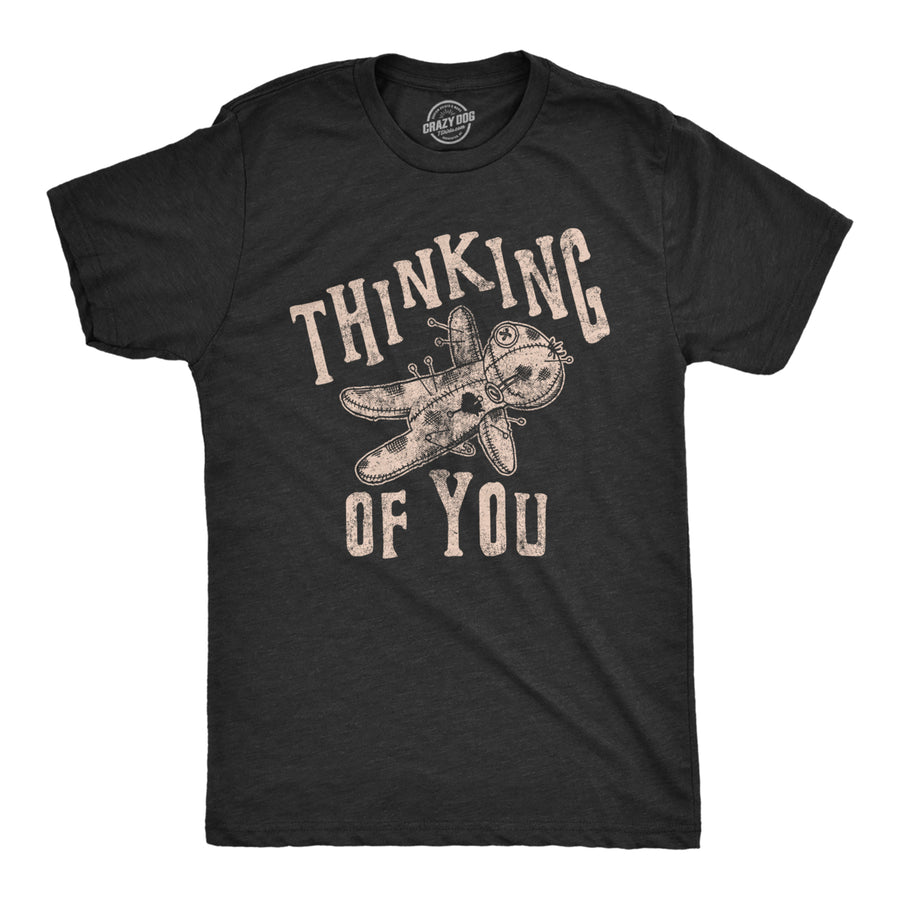 Mens Thinking Of You Tshirt Funny Voodoo Doll Graphic Novelty Tee Image 1