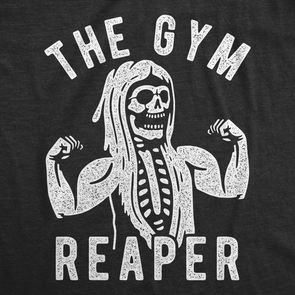 Mens The Gym Reaper Tshirt Funny Grim Reaper Funny Fitness Halloween Workout Tee Image 2