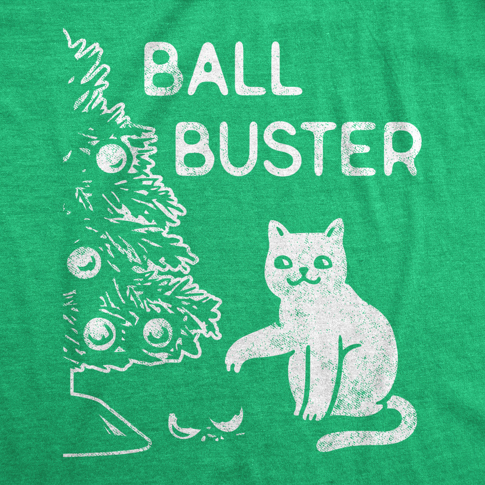 Womens Ball Buster Tshirt Funny Christmas Tree Cat Ornaments Graphic Tee Image 2