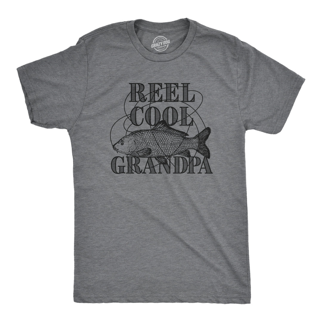 Mens Reel Cool Grandpa T shirt Funny Graphic Novelty Fishing Tee For Fathers Day Image 1