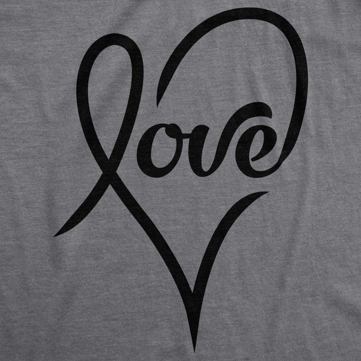 Womens Love Cursive Heart Design Cute Graphic Novelty Valentines Day T shirt Image 2