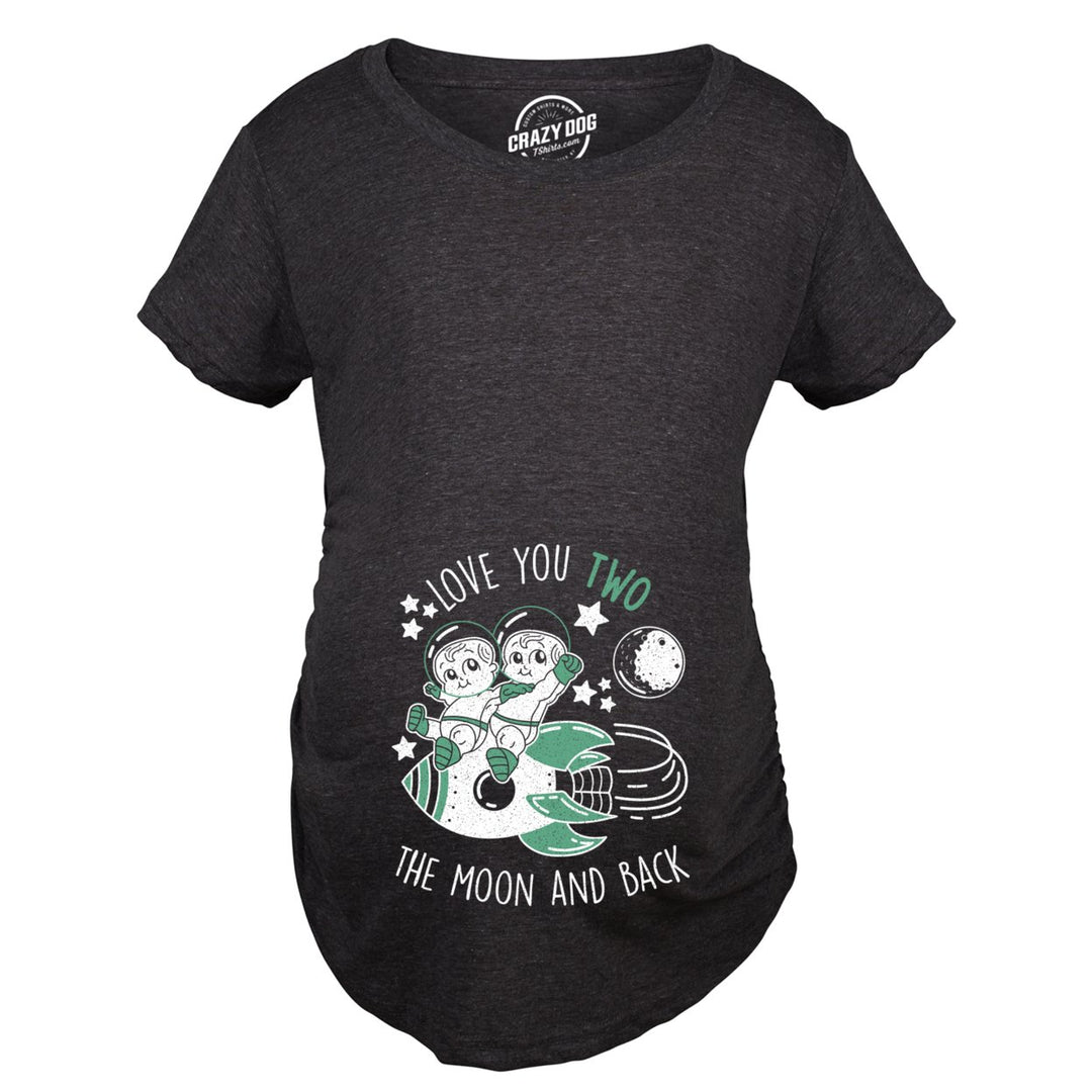 Maternity I Love You Two The Moon And Back Tshirt Funny Twins Pregnancy Tee Image 4