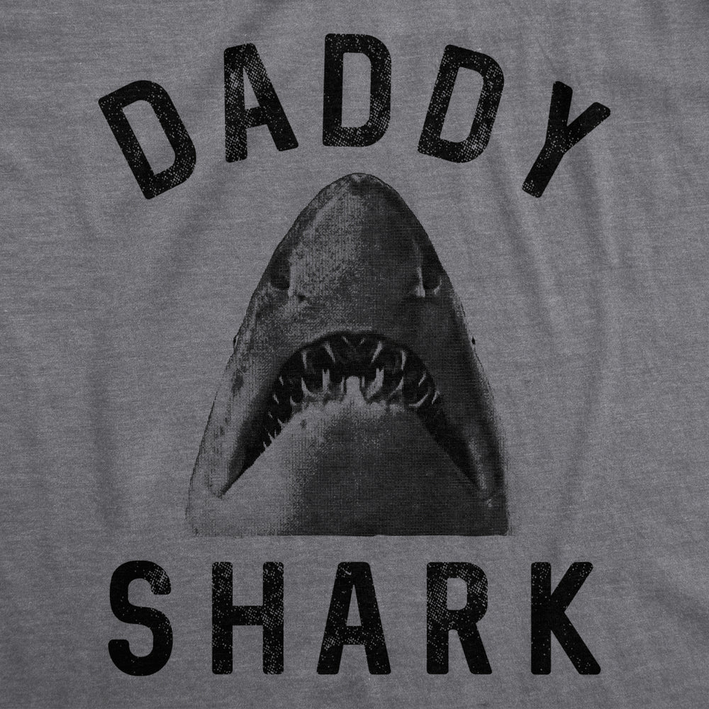 Mens Daddy Shark Tshirt Funny Shark Face Chomp Jaws Fathers Day Graphic Tee Image 2