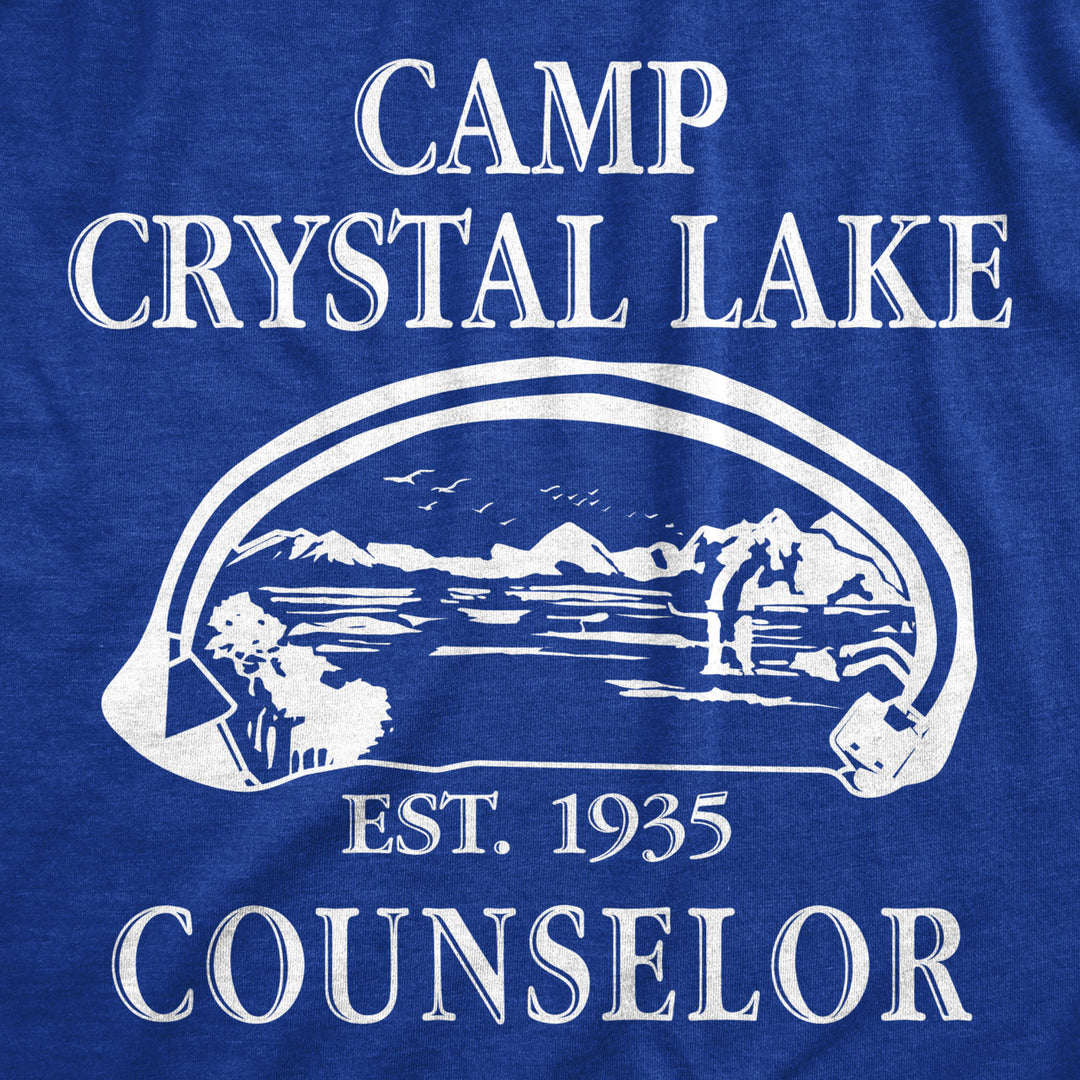 Mens Camp Crystal Lake T shirt Funny Graphic Camping Vintage Adult Novelty Tees Image 2