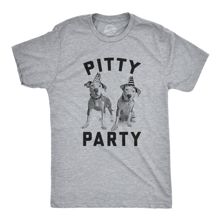 Mens Pitty Party T Shirt Cute Pitbull Dog Tee Gift for Pet Owner Image 1