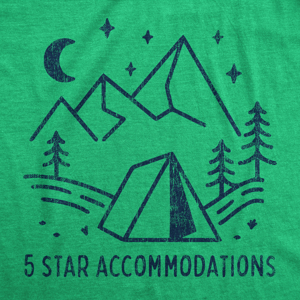 Womens 5 Star Accommodations Tshirt Funny Tent Camping Stars Graphic Novelty Tee Image 2