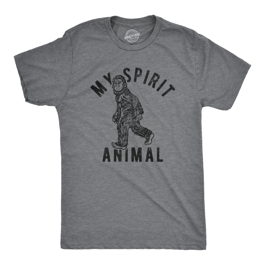 Mens My Spirit Animal: Bigfoot Tshirt Funny Sasquatch Sarcastic Graphic Novelty Tee Image 1