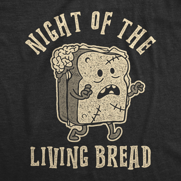 Mens Night Of The Living Bread Tshirt Funny Halloween Zombie Carbs Graphic Tee Image 2