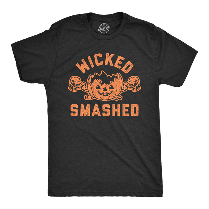 Mens Wicked Smashed Tshirt Funny Halloween Party Pumpkin Beer Drinking Graphic Tee Image 1